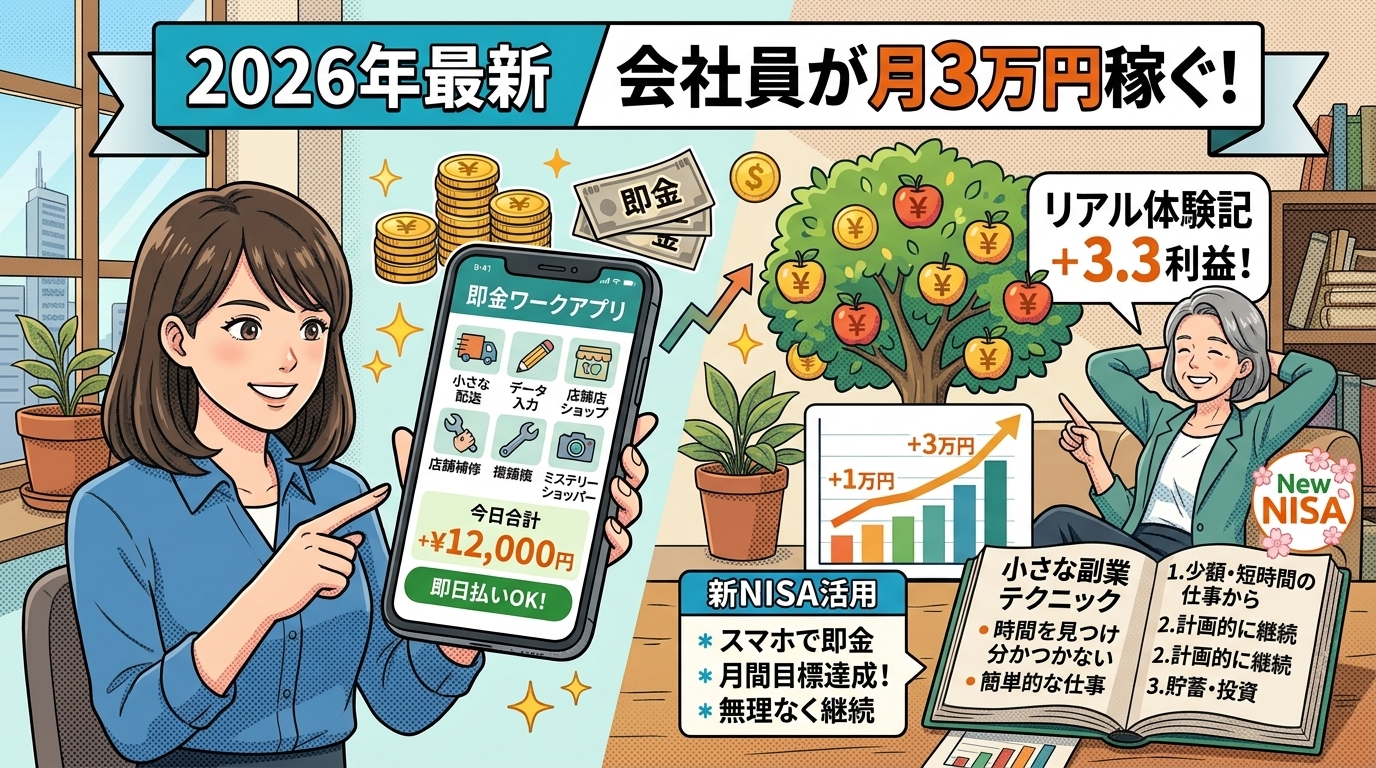 【2026年最新】会社員がスキマ時間で月3万稼ぐ！即金性の高い単発ワークアプリ＆副業リアル体験記
